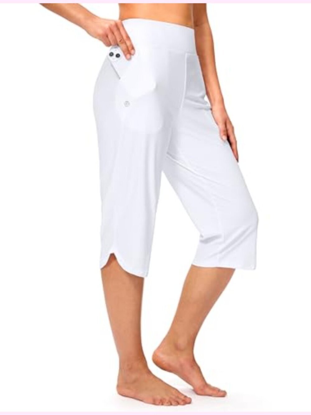 Women's Swim Capri Pants 18" High Waisted UPF 50+ Board Shorts with Pockets